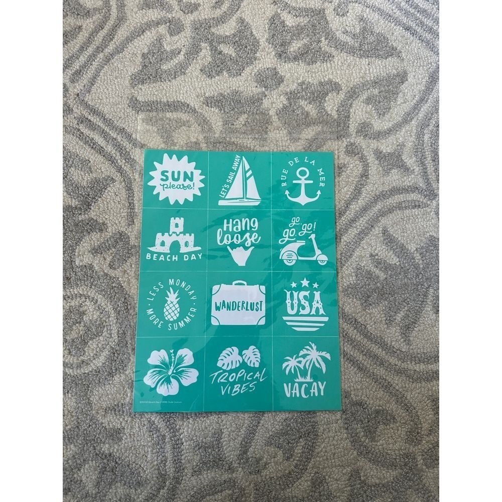 Chalk Couture Beach Day Chalk Transfer B192143 Summer Nautical Reusable Stencil
